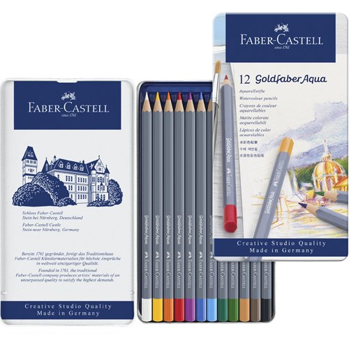 Creative Studio Goldfaber Aqua Watercolor Pencils - Tin of 12 - فيبر كاستل