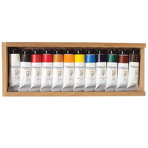 Oil colors 12 color wooden case - جاك