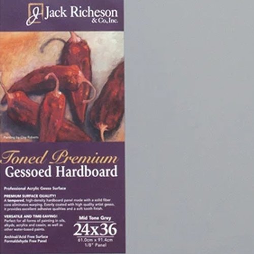 Richeson Toned Gesso Hardboard Panel - 24" x 36" Mid-Tone Grey - جاك