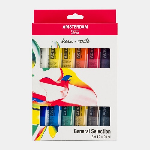 Amsterdam Acrylic Colour Paint Set - 12 x 20ml Tubes-تالنس