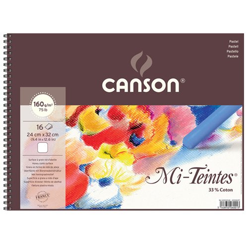 دفتر رسم باستيل ميتانس أبيض سلك 24*32 وسط 160 غم -كانسون