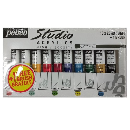 Paint Acrylic Set 10 X 20+Brush Pebeo
