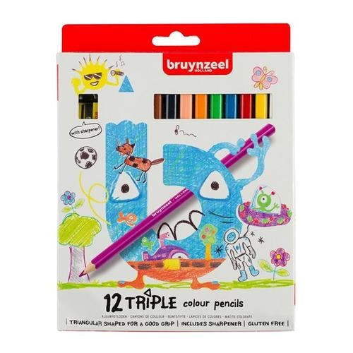 برونزويلKids Triple Colour Pencils Set-12