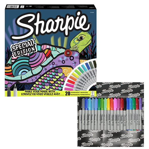 Limited Edition Box of 20 Fine Tip Markers - Turtle Pack - شاربي