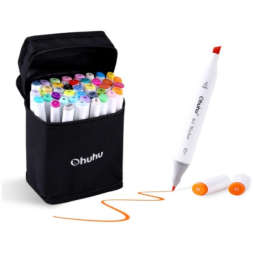 Ohuhu Fine-Chisel Dual Tipped Art Markers (Set of 40)