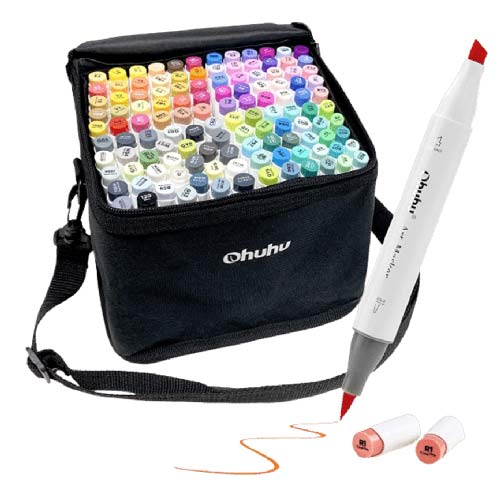 Ohuhu Brush-Chisel Dual Tipped Art Markers (Set of 120)